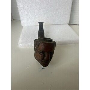OLD MAN FACE CARVED PIPE Wooden Vintage And Rare Made In France